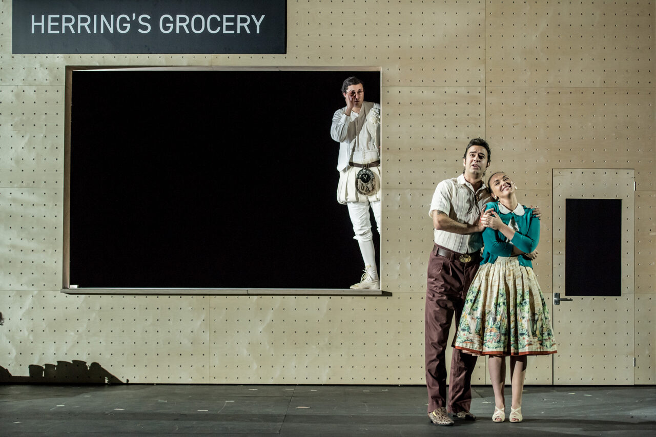 Caspar Singh, Dan D'Souza, Anna Elizabeth Cooper, ENO’s Albert Herring 2025 © Genevieve Girling