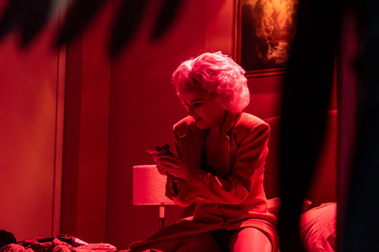 Allison Cook as Mrs X.E in ENO's production of Angel's Bone at Aviva Studios, Manchester. 