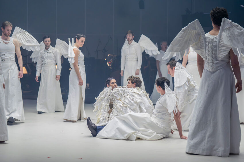 The cast in ENO's production of Angel's Bone at Aviva Studios, Manchester. 