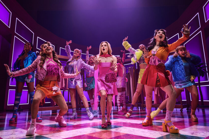 Amber Davies as Elle Woods featuring the UK Tour Cast in Legally Blonde the Musical. Photography by Matt Crockett